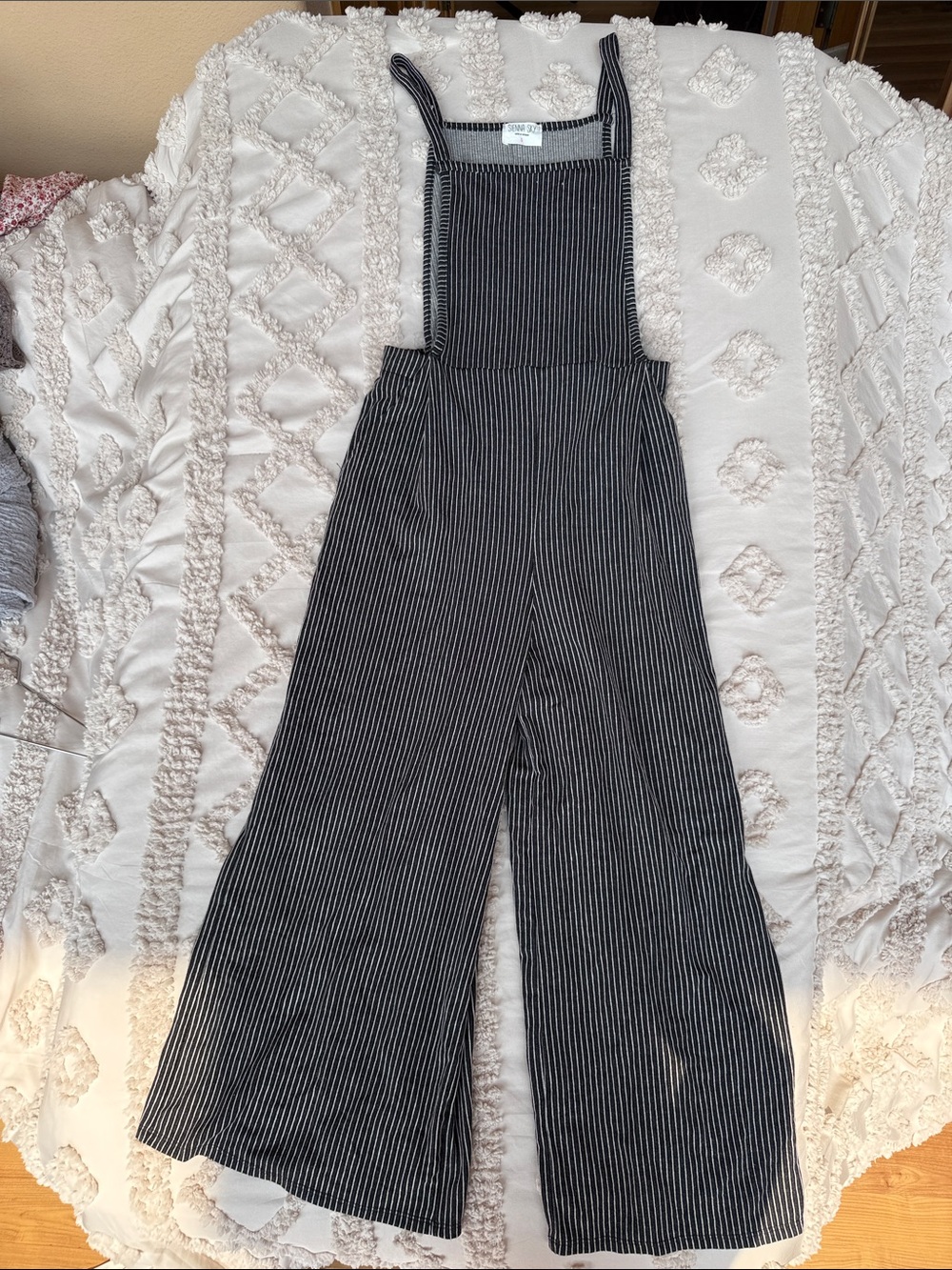Sienna Sky Black & White Pinstripe Wide-Leg Jumpsuit